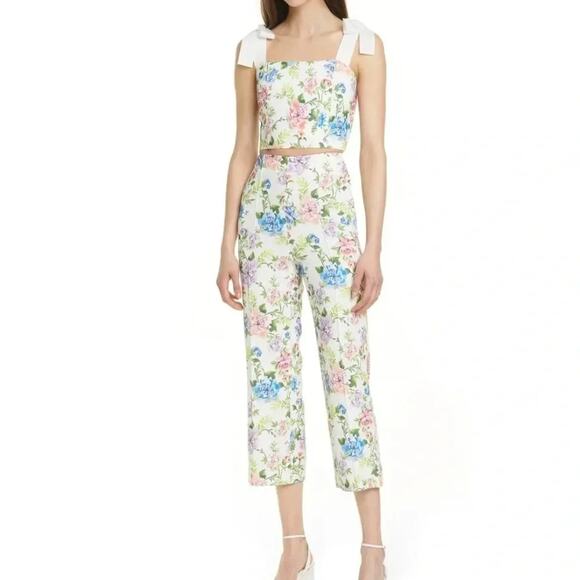 ALICE + OLIVIAFloral Print Square Neckline Crop Top Size Medium NWT - Picture 3 of 11